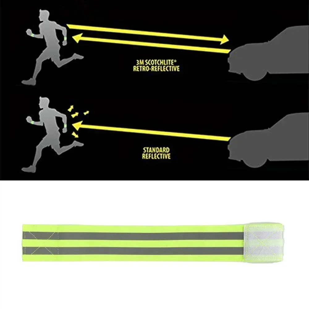 Bandas de brazo reflectantes para correr, brazalete reflector LED para muñeca, tobillo y pierna, cinta de luz de seguridad para ciclismo nocturno, 2 uds.