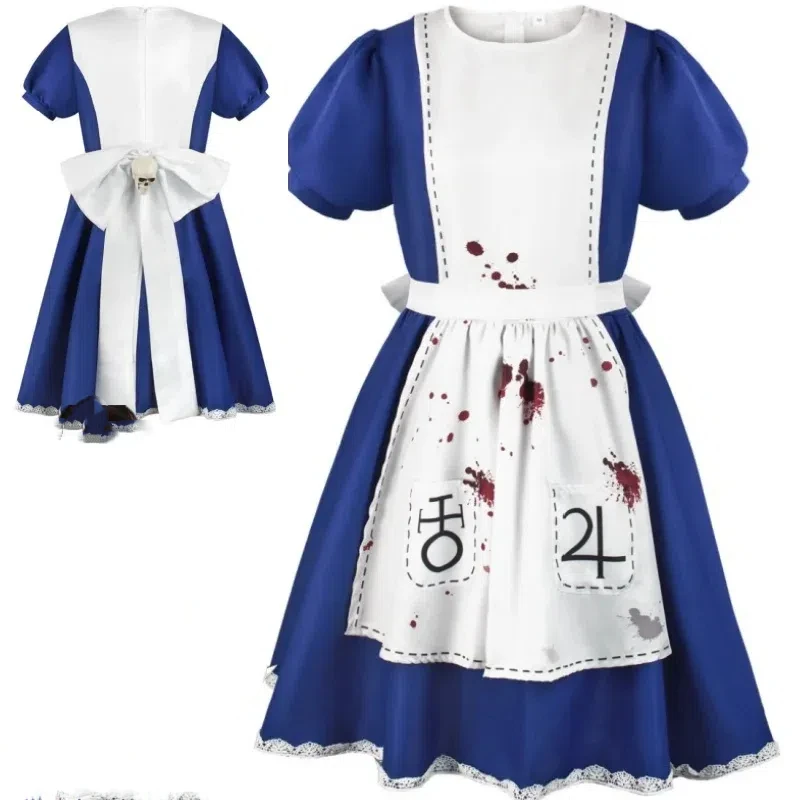 لعبة جديدة أليس الجنون يعود تأثيري حلي أليس خادمة فستان موحد الكبار النساء هالوين أنيمي الفتيات كرنفال فستان حفلة