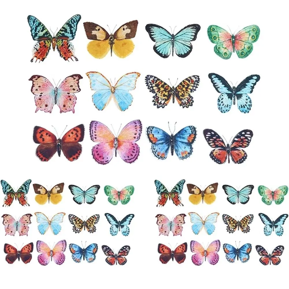 36Pcs Watercolor Wings Lifelike Butterfly Decorations PVC 3D Wall Stickers Self-adhesive Photo Booth Props Home Decoration