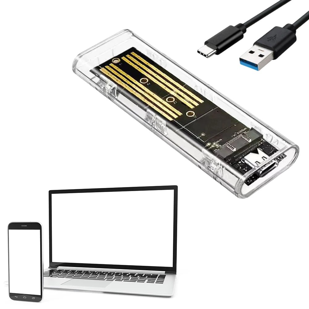 M.2 NGFF SATA Type C USB 3.1 Hard Disk Box 10Gbps Transparent External SSD Case Hard Disk Case for 2230 2242 2260 2280