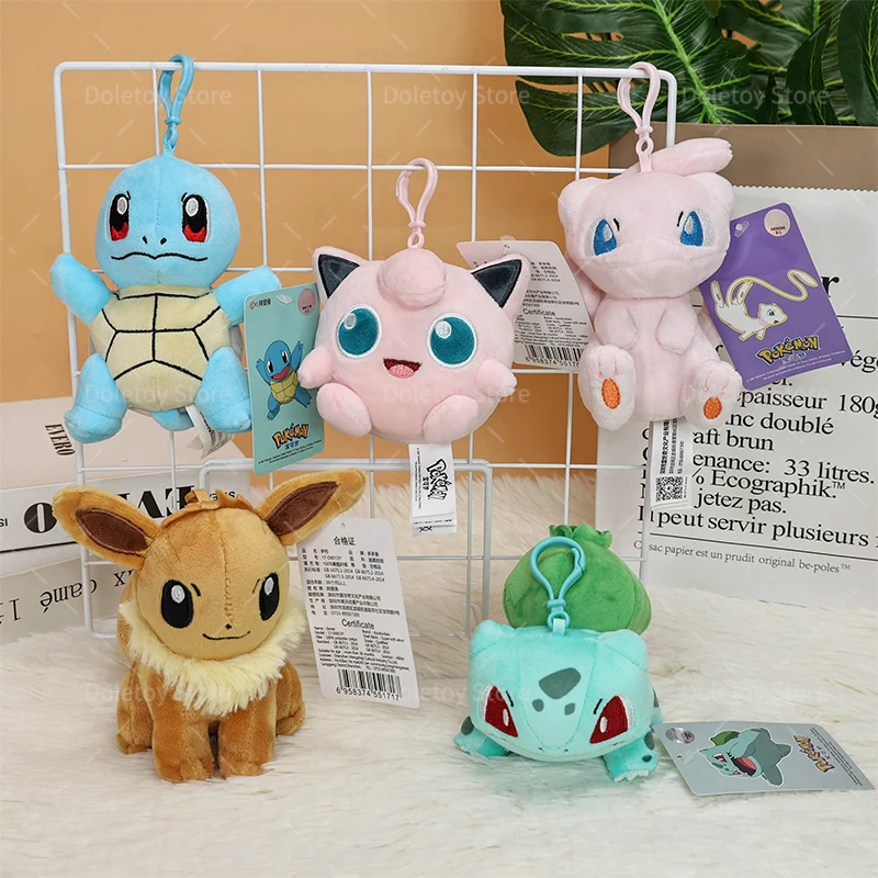 Original Pokemon Plush Keychain Cartoon Toys Pikachu Eevee Charmander Squirtle Mew Snorlax Jigglypuff Doll Kids Kawai Toy Gift