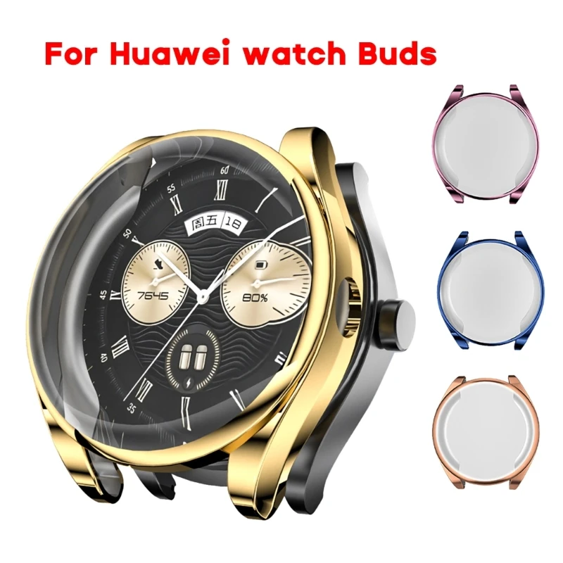 Soft TPU Screen Protector Housing Compatible for Huawei Watch Buds Scratched Resistant Protective Cover Bumper-Shell Shockproof