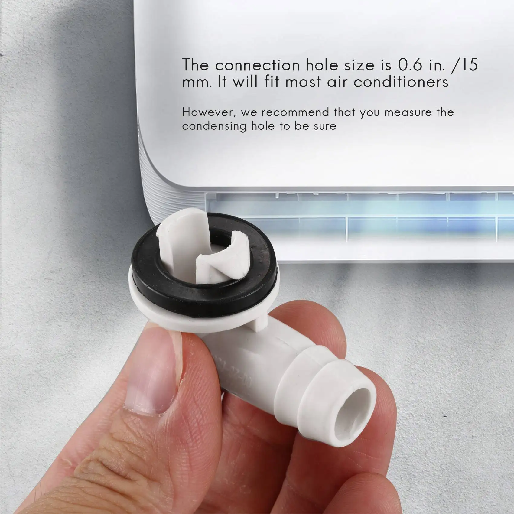 A86I-Air Conditioner Ac Drain Hose Connector Elbow Fitting with Rubber Ring for Mini-Split Units and Window Ac Unit 3/5