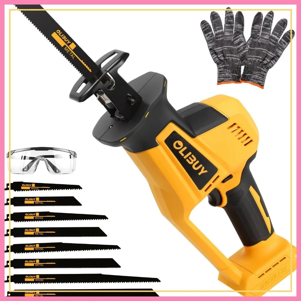 

Cordless Reciprocating Saw for 20V Battery, 0-3000SPM Variable Speed, 8 Blades, Wood/Metal/PVC Cutting (Battery Not Included)