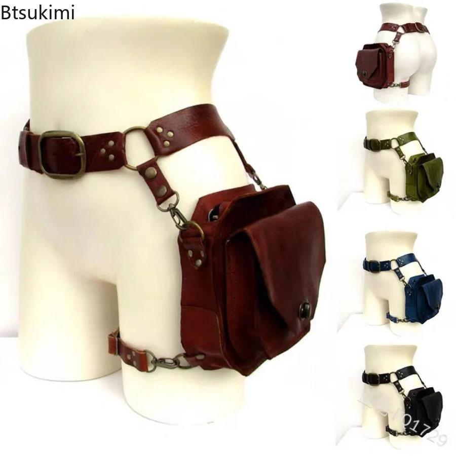 

New Medieval Waist Belt Drop Leg Bag Steampunk Waist Pack Thigh Bag PU Leather Fanny Bag Motorcycle Waist Belt Drop Leg Bags