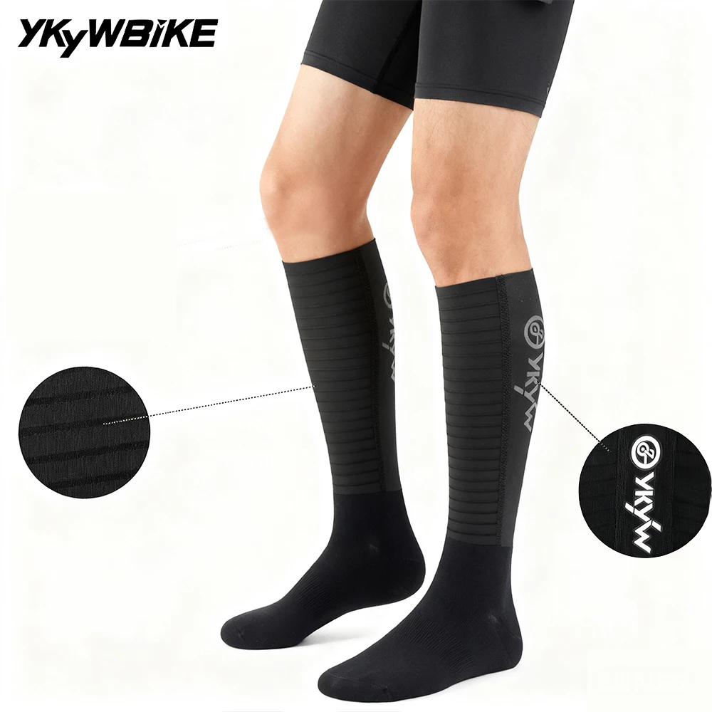 

YKYW New Stlye Anti Slip Silicone Aero Socks 2 color Cycling Socks Men outdoor Sport Running Bike Socks White