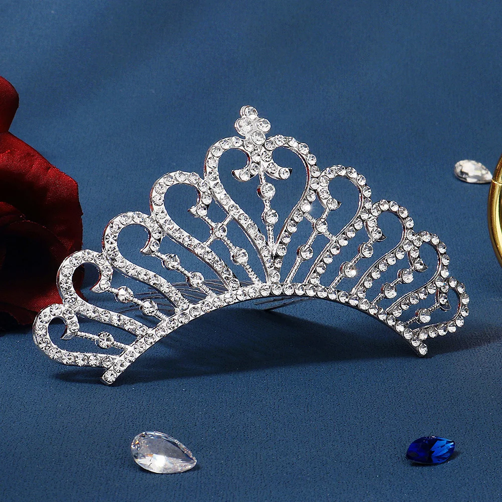 

1pc Crown Rhinestone Tiara Hair Comb Clip Wedding Bride Headpiece Alloy Women Girls Flower Girl Headdress Bridal Hair