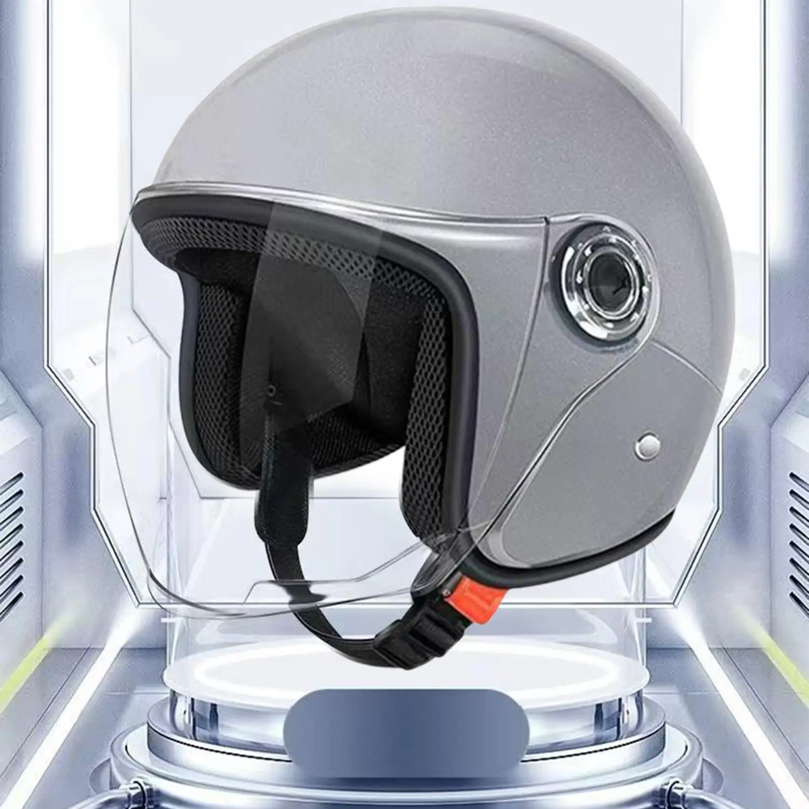 Large Motorcycle Helmet Motorcycle Half Helmet Breathable Protective Gear With Visor For Scooter Riding Sportbike Commuting