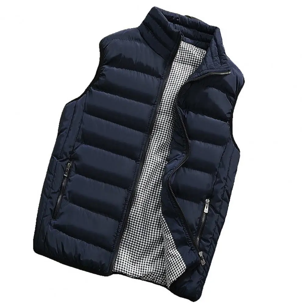 

M-4XL Vest Jacket Mens New Men Winter Waistcoat Thick Padded Soft Warm Sleeveless Stand Collar Men Warm Vest Coat Veste Homme