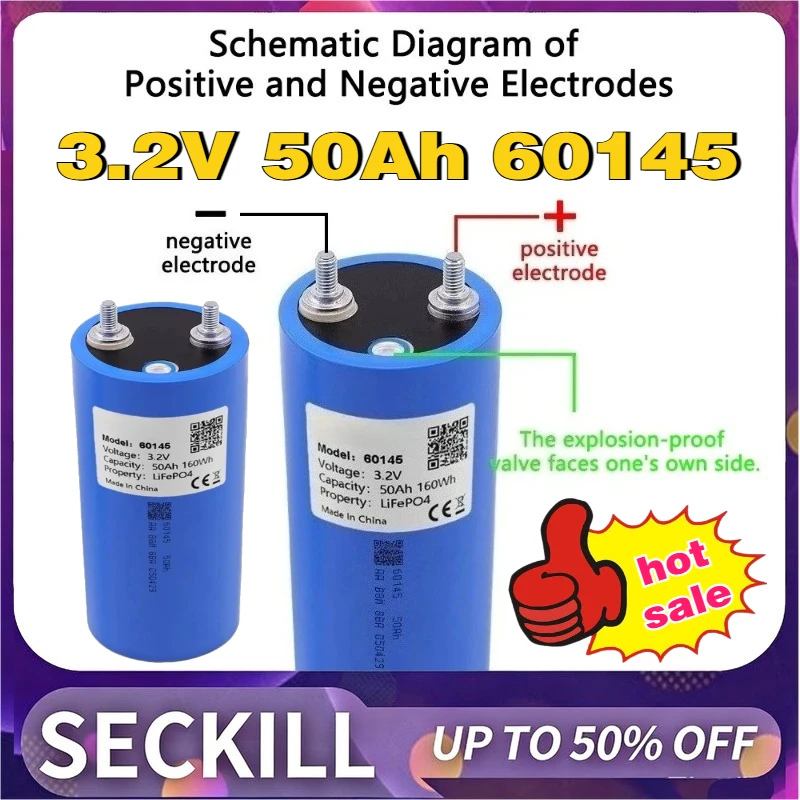 

In Stock 3.2V 50Ah 60145 Lithium Iron Phosphate Batteries Rechargeable Battery