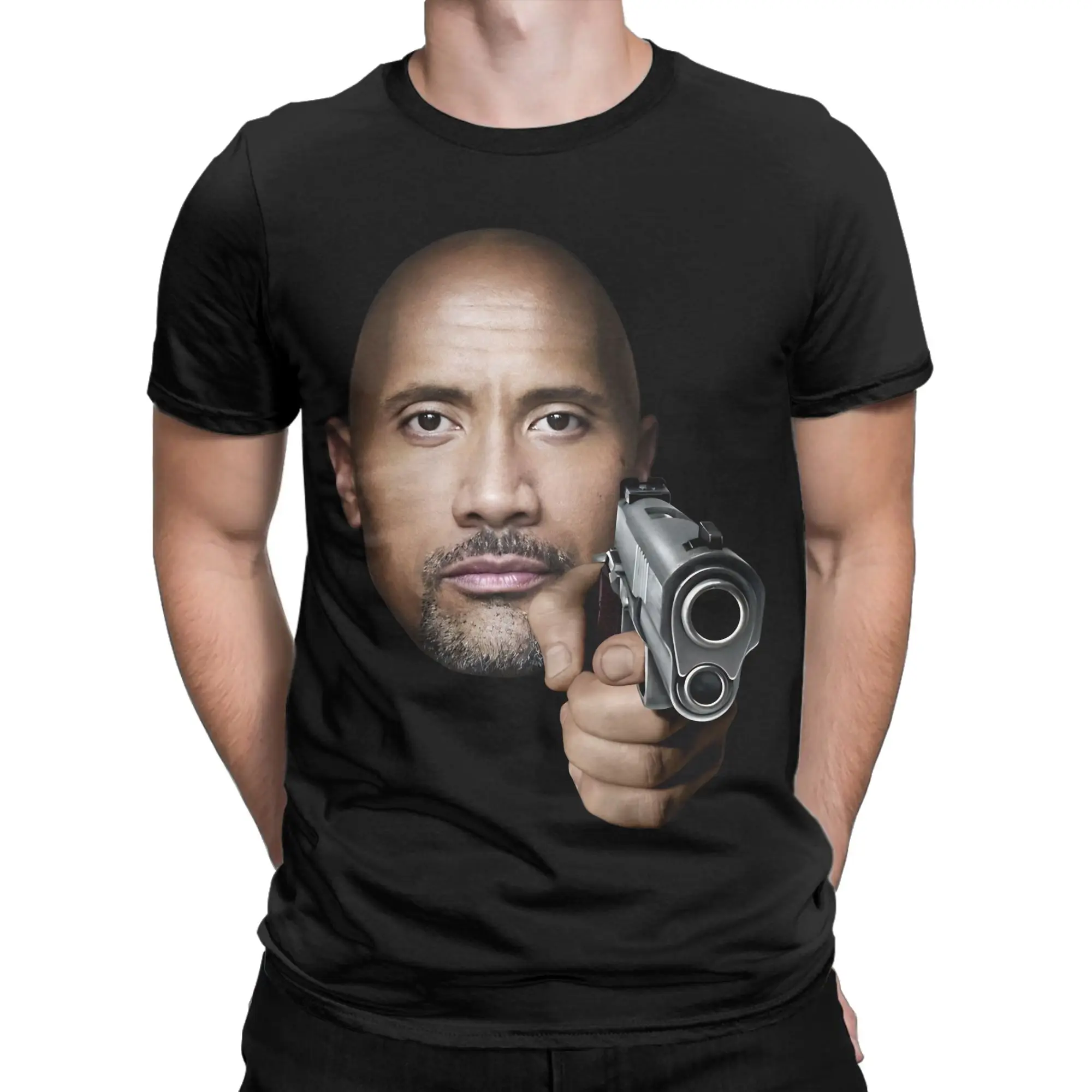 Harajuku T-Shirt Dwayne Johnson The Glock Pure Cotton T Shirts Hip Hop Tshirt for Couple Beach Y2K Retro Short Sleeve Tops