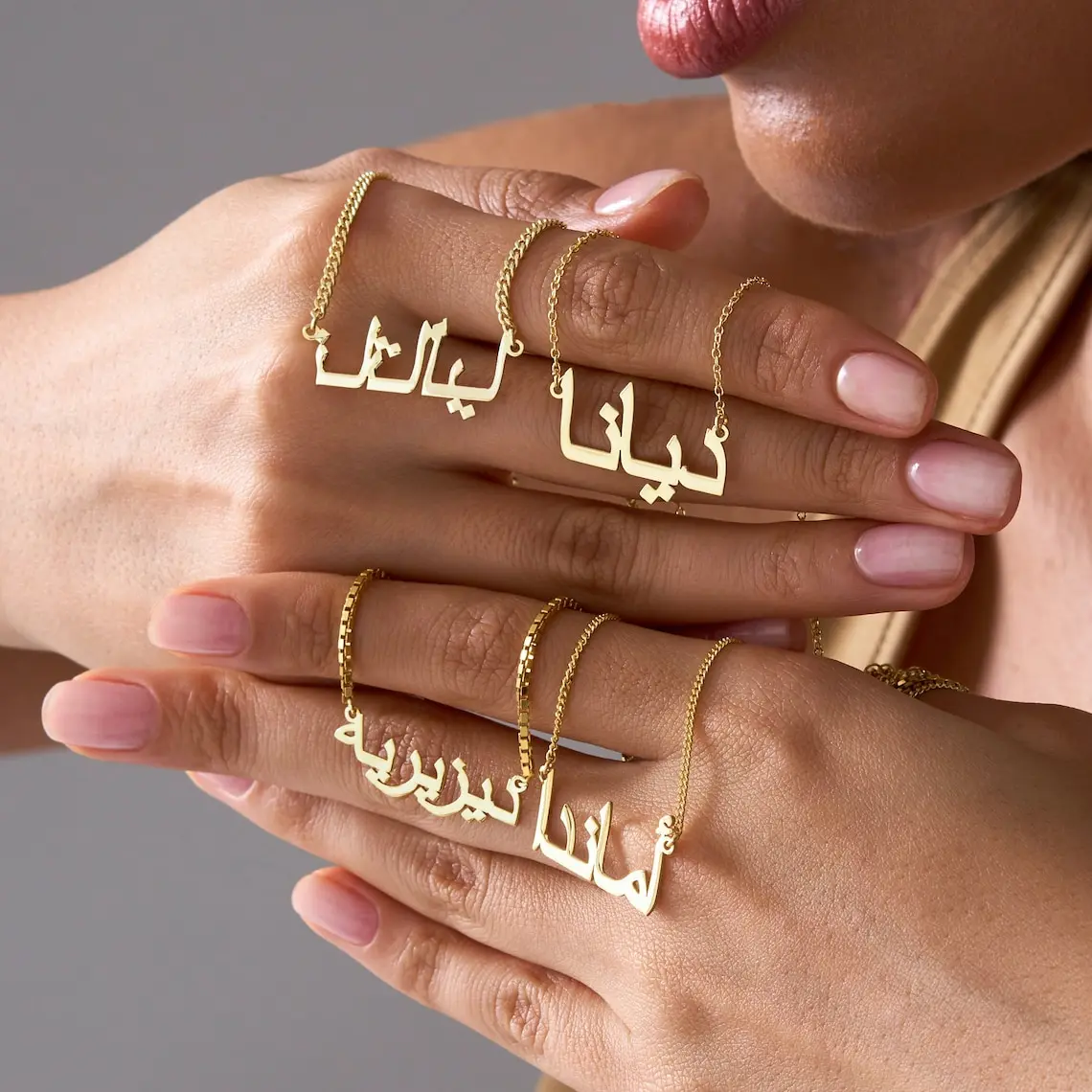 Skyrim Custom Arabic Name Necklace Stainless Steel Gold Color product image from Kayea’s Collections