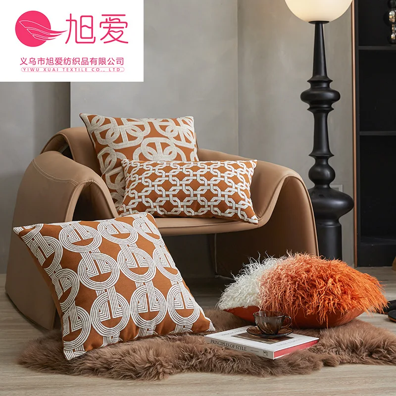 

Yjq 2pcs 50 * 50cm simple style high-precision geometric model room sofa backrest cover bedside square throw pillow with core