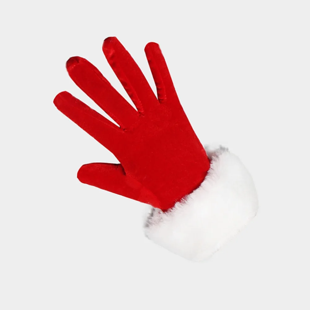 Fashion White Fur Santa Claus Gloves Thicken Furry Wool Gloves Windproof Short Christmas Gloves Festive
