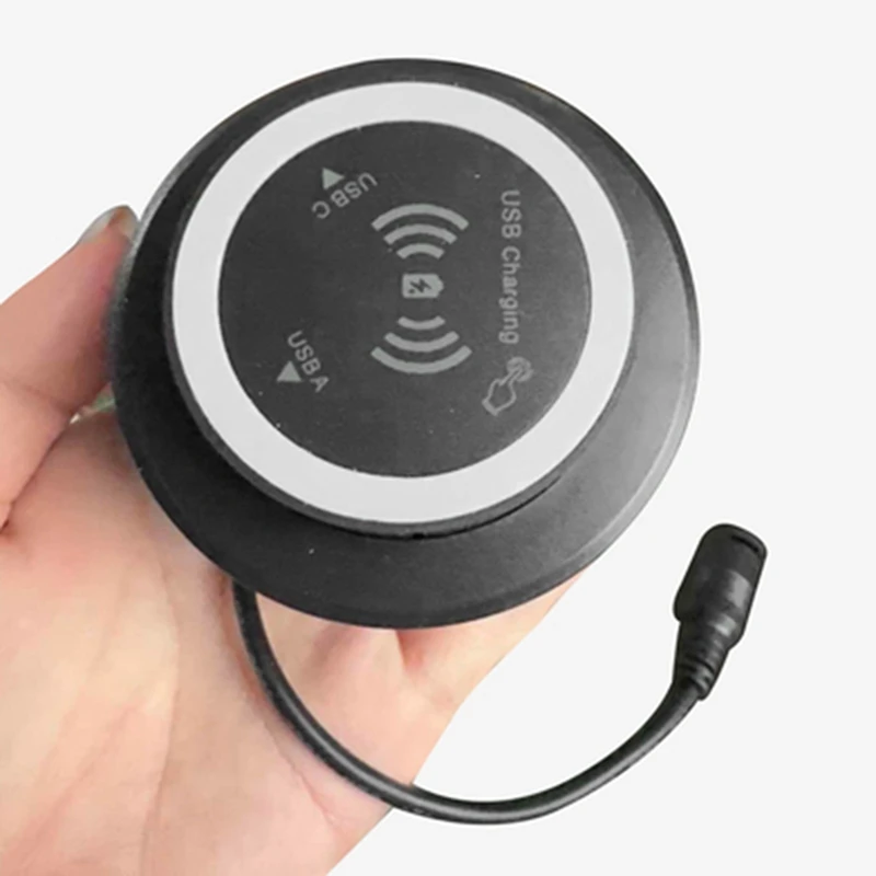 NEW-Universal Fast Wireless Charger Desktop Embedded Supports PD15W And USB Wired Charging 5V 2A Furniture Opening HUB