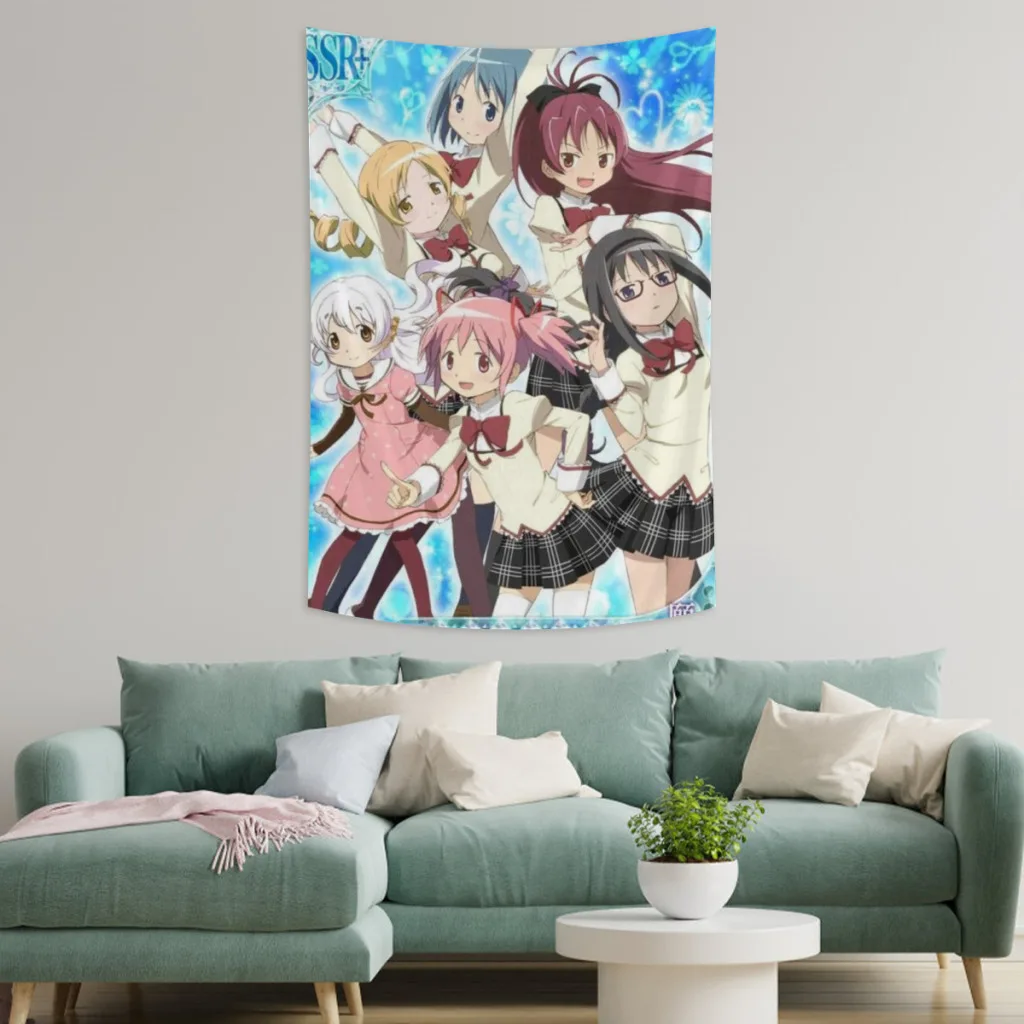 Anime Tapestry Japan Kawaii Puella Magi Madoka Magica Comfortable for Kids Adults Bedroom Décor Aesthetic