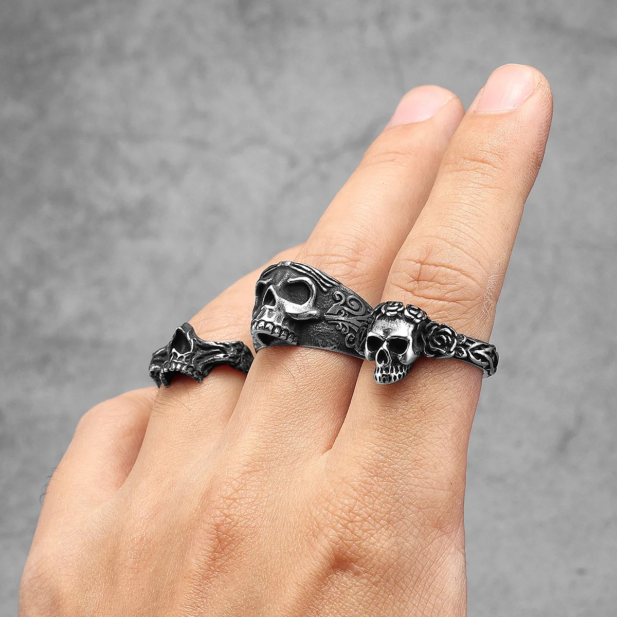 Aesthetic Rose Skull Men Rings - Men Accessories Aesthetic recension och pris