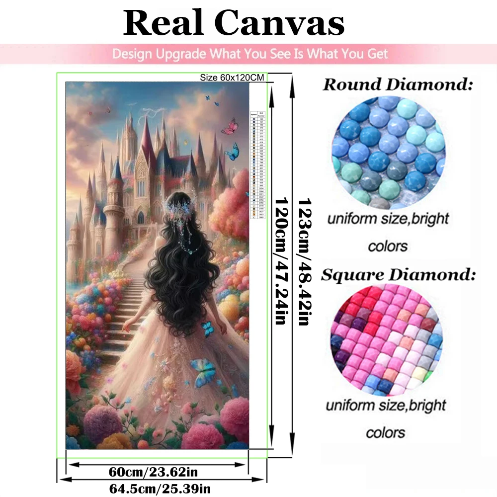 Diamond Painting Fantasy Castle Garden Beautiful Princess Back Diy Mosaic Large Full Rhinestone Embroidery Cross Stitch Kits