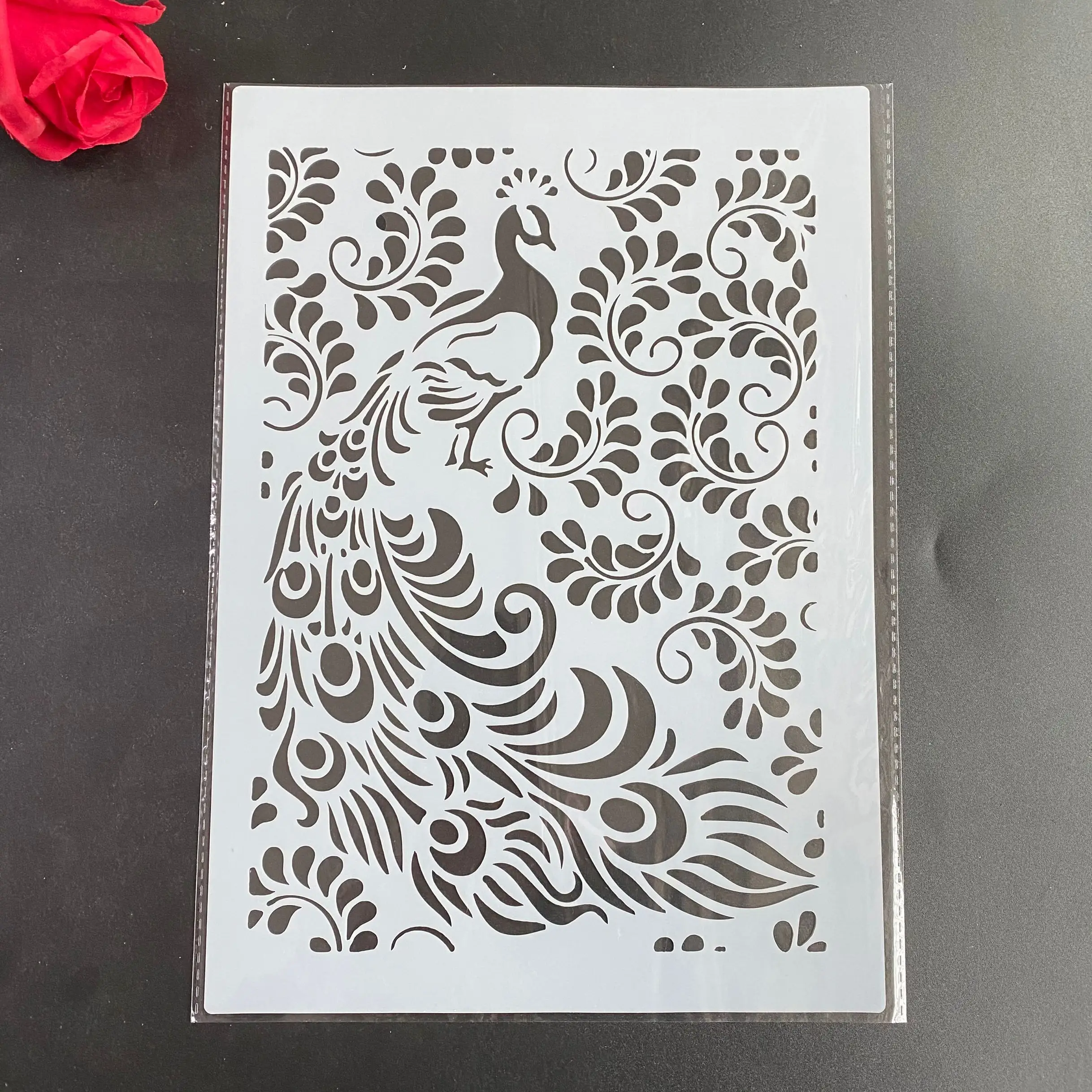 Scrapbooking Stamp Album Decorative Embossing Craft Paper DIY Animal peacock Stencils A4 size Design Stencil for Wall Painting