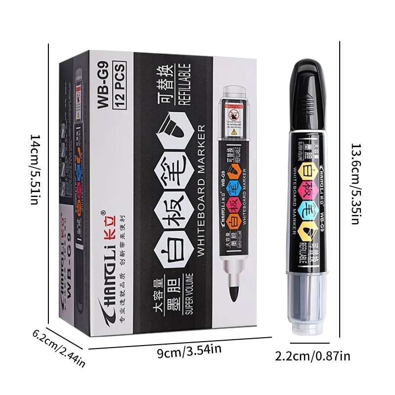 6 Whiteboard Pens, Including Ink Cartridges, With a Large Capacity and Durability, Easy to Erase Without Leaving Any Traces
