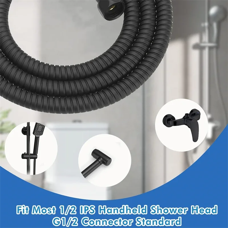 1.5M Black PVC Flexible Shower Hose Long Bathroom Shower Water Hose Extension Plumbing Pipe Pulling Tube Bath Accessories image 3