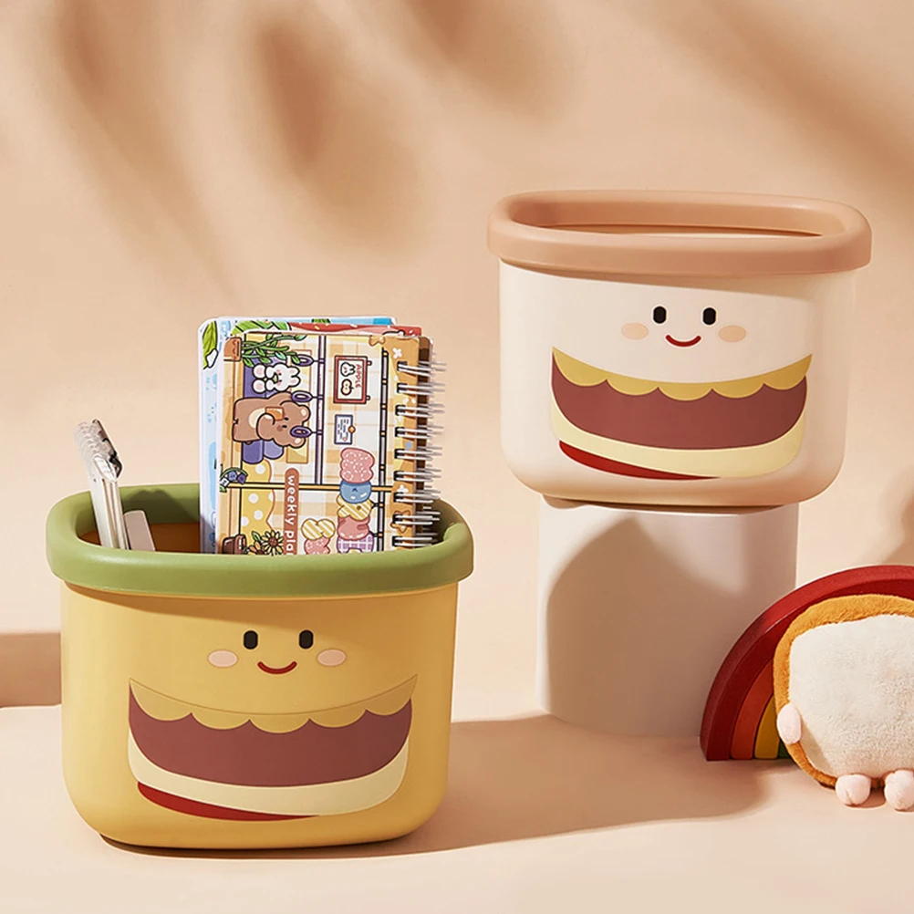 

2 Pcs Hamburger Trash Can Desktop Garbage with Lid Cute Small Cans Rubbish Mini Countertop Pp Bin Office Burgers