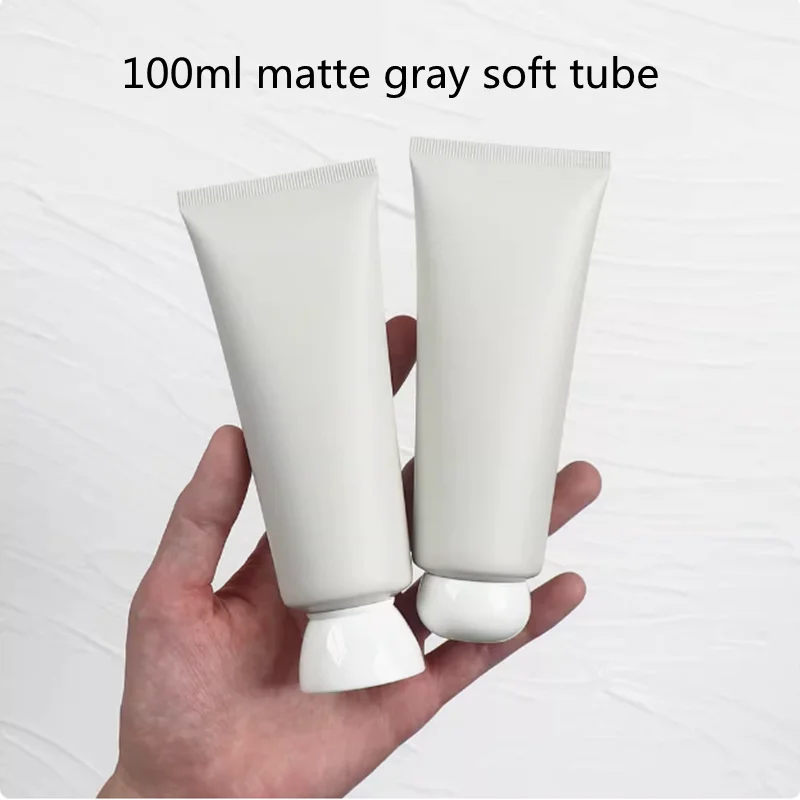 

10-100pcs Empty 100ml Soft Tube Lotion Bottle Face Facial Cleanser Cream Container Empty Matte Gray Squeeze Tube With Screw Cap