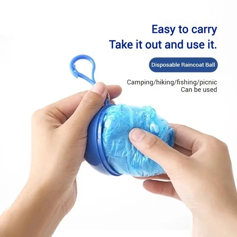 1/5 عشوائي معطف واق من المطر يستخدم لمرة واحدة المحمولة مقاوم للماء ضغط الكرة جيب معطف واق من المطر السفر في الهواء الطلق معلقة المعطف معدات التخييم #5