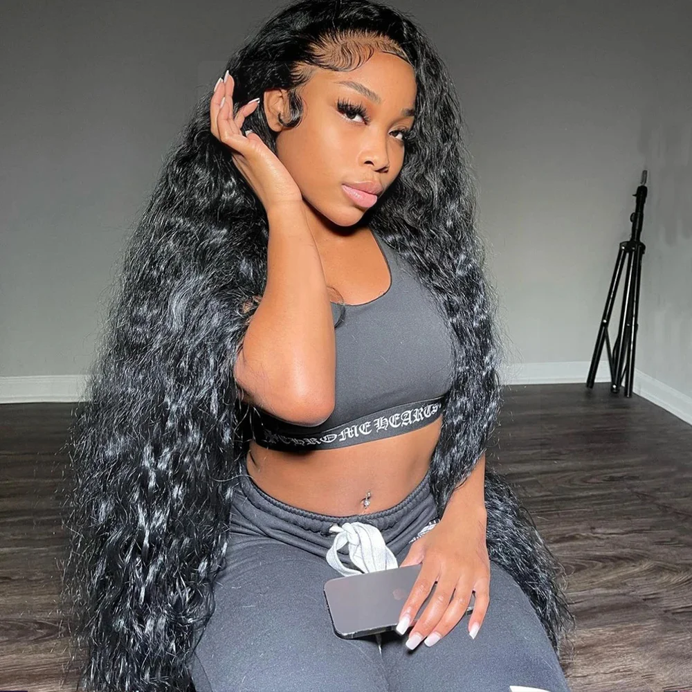 

30 40 Inch Curly Lace Front Wig 13x6 Hd Transparent Lace Frontal Wig High Density Lace Front Human Hair Black Wigs For Women