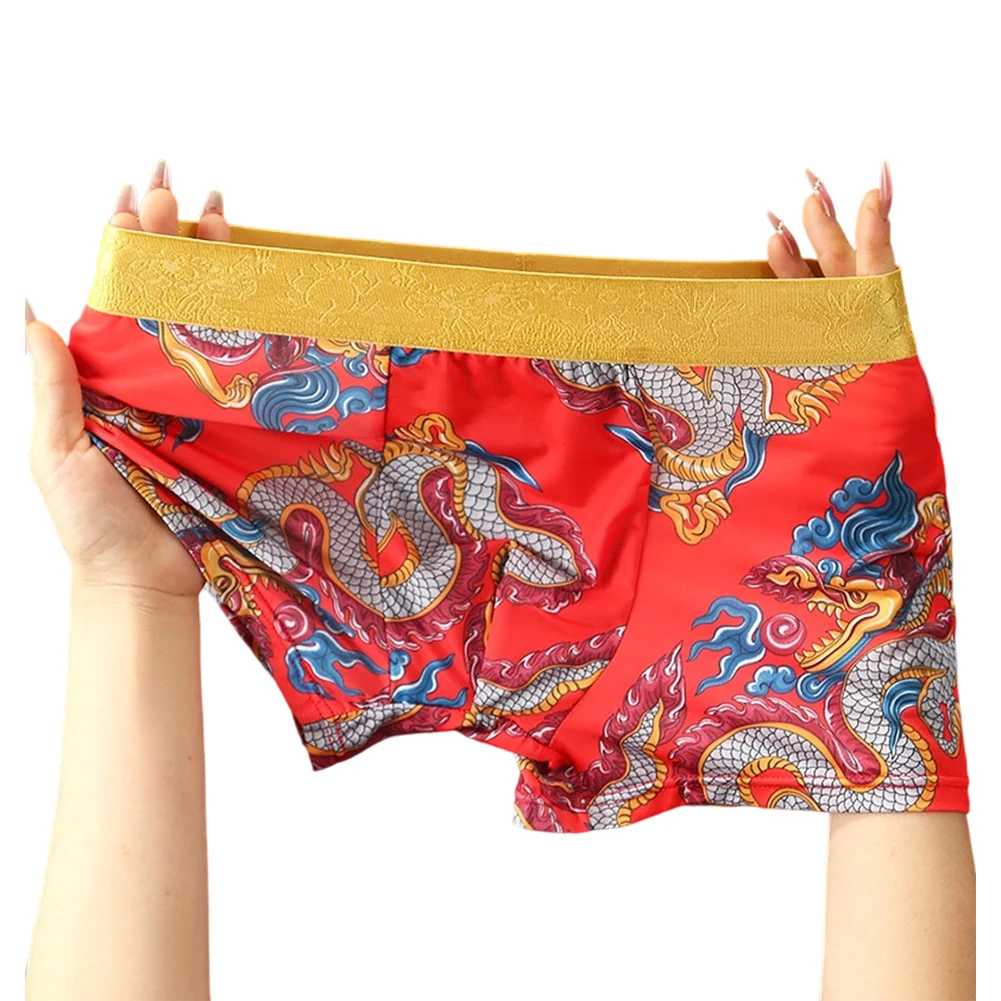 

Classic Theme Underwear Dragon Pattern Boxer 90 Polyester Fabric Applicable For Male Brand New Condition For Home Wear