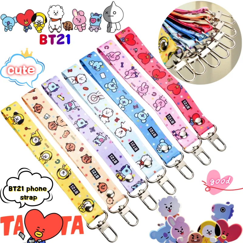 Correa para Teléfono BT21 Koya Shooky Tata Cooky Mang, Creativa, de Alta Calidad, con Estampado de Anime, Linda, Corta, Antipérdida, para Parejas