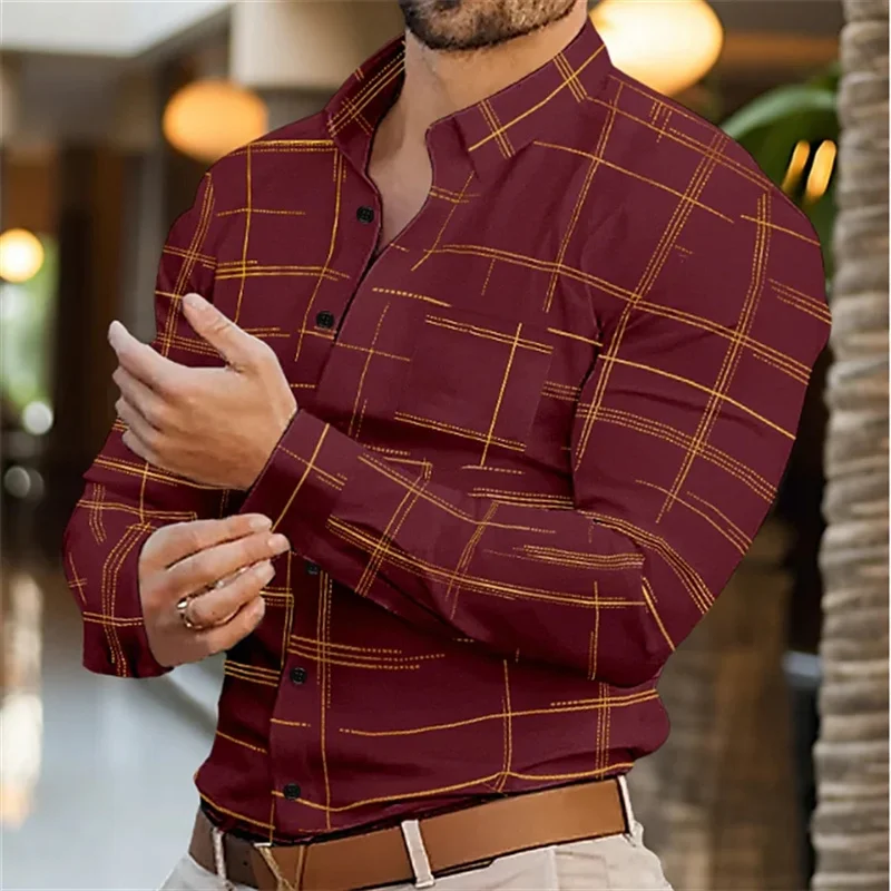 Camisa de manga larga con solapa para hombre, cárdigan informal Hawaiano de un solo pecho, a la moda, con bolsillo real, XS-6XL, 2024