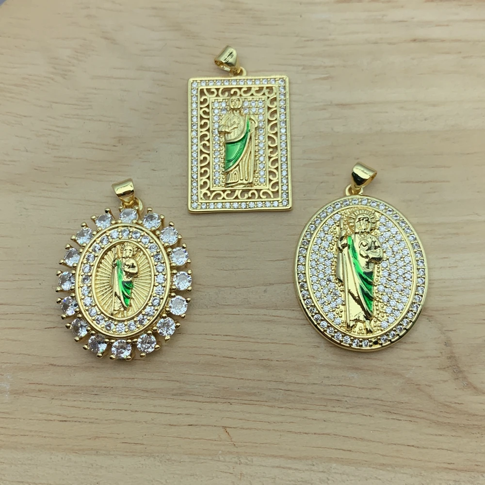

Classic Religious Luxury Cubic Zirconia Saint Jude Pendants For DIY Women Bracelet Necklace Jewelry Making Accessories