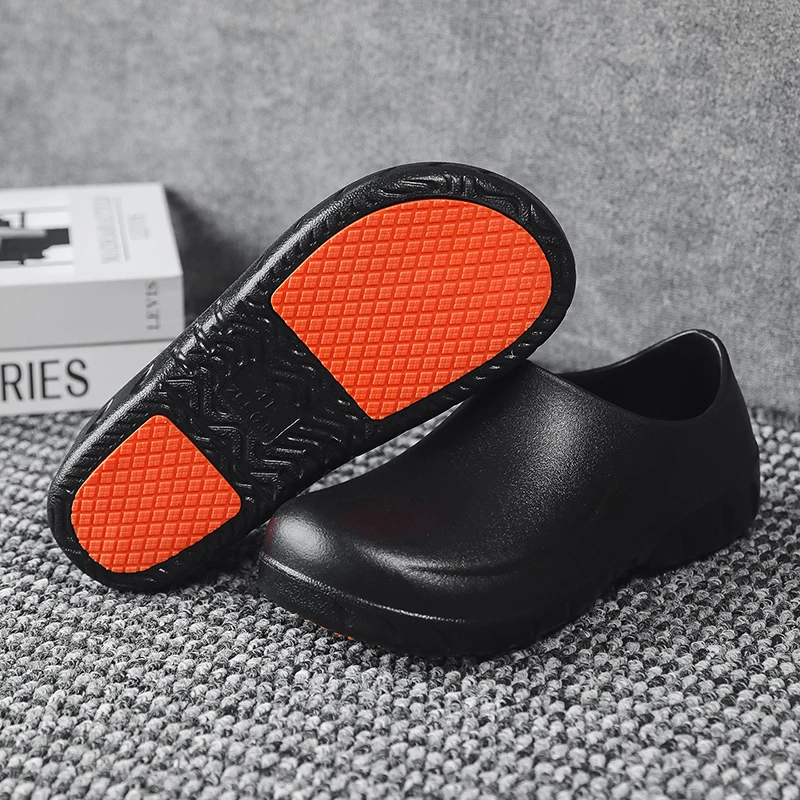 Men's Chef Work Shoes Eva One-Piece Waterproof, Oil-Proof, Non-Slip, Closed-Toe Slip-On Sandals for Restaurant Kitchen Work