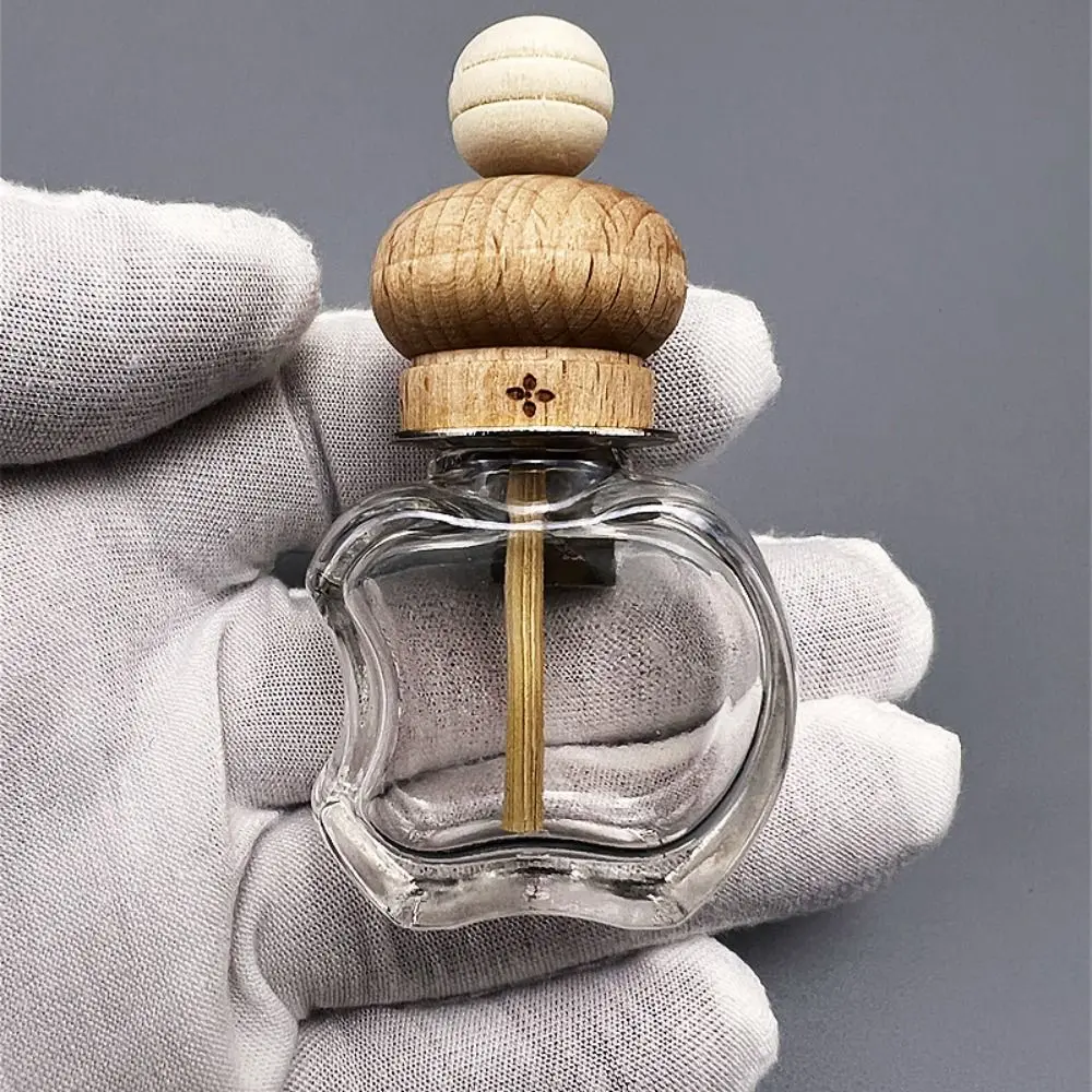 2Pcs Transparent Car Perfume Bottle Vent Empty Glass+Wood Glass Bottle Car Perfume Clip Essential Oil Diffuser Car Supplies