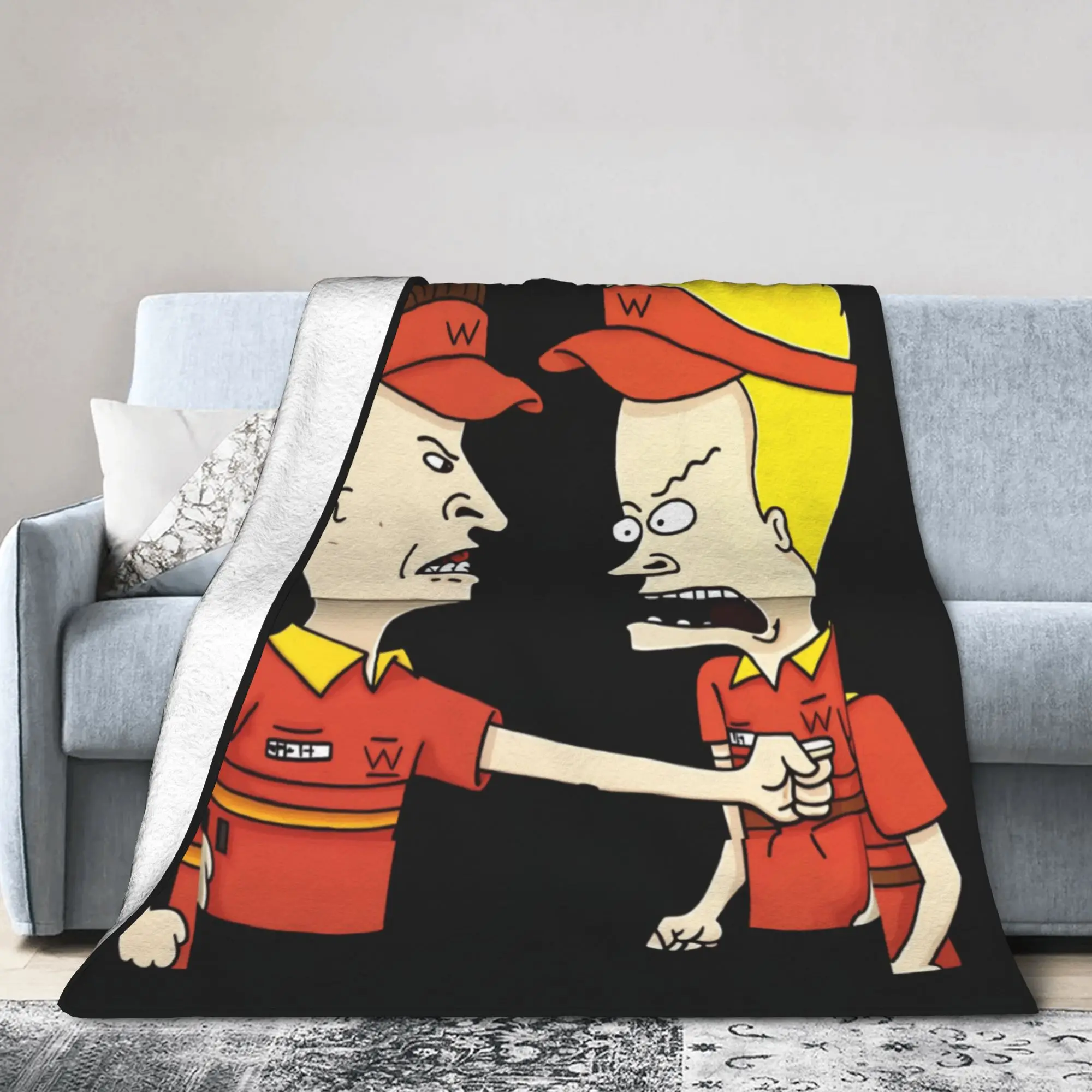Beavis And Butt Head Fast Food Worker Uniform Blanket Soft Plush Throw Blanket For Couch Bed Travel Flannel Bedspread Bed Cover