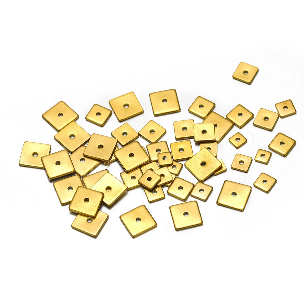 50pcs Stainless Steel 18k Vacuum Gold Plated Square Beads Jewelry Accessories for Earrings Necklace DIY Jewelry Making Supplies