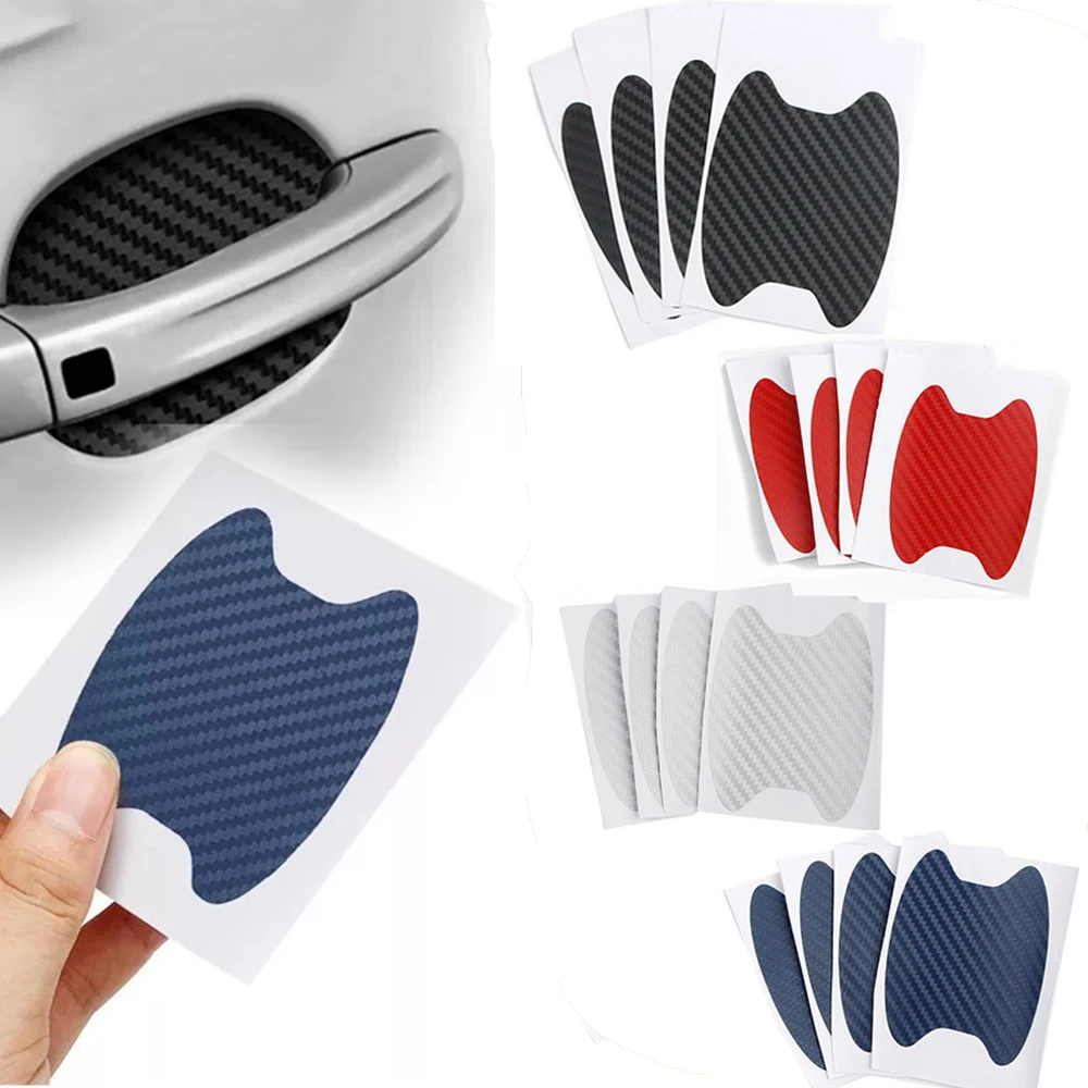 

4pcs/Set Carbon Fiber Texture Car Door Handle Cup Scratch Protective Stickers Exterior Waterproof Auto Door Bowl Sticker