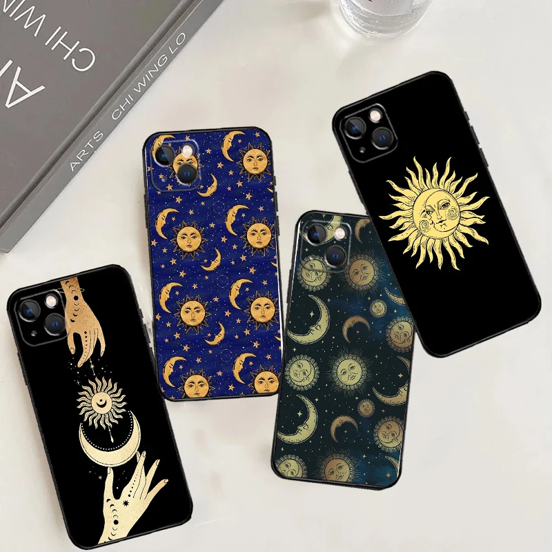 Sun Moons Star Signs Celestial Phone Case For iPhone 17 Pro Max 16 15 14 12 11 13 Pro Max Plus 12 13 Mini 16e 17 Air Cover