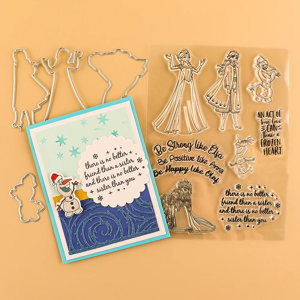 Disney Frozen Clear Stamps And Dies Set Anna Elsa Olaf Stamp for DIY Scrapbooking Decorative Paper Card Making New Arrival 2022