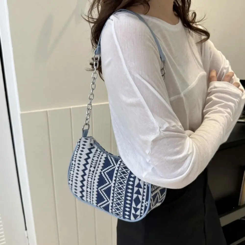 Print Ethnic Style Canvas Bag Fashion Handbag Embroidery Printing Shoulder Bag Large Capacity Cloth Bag Female/Girls