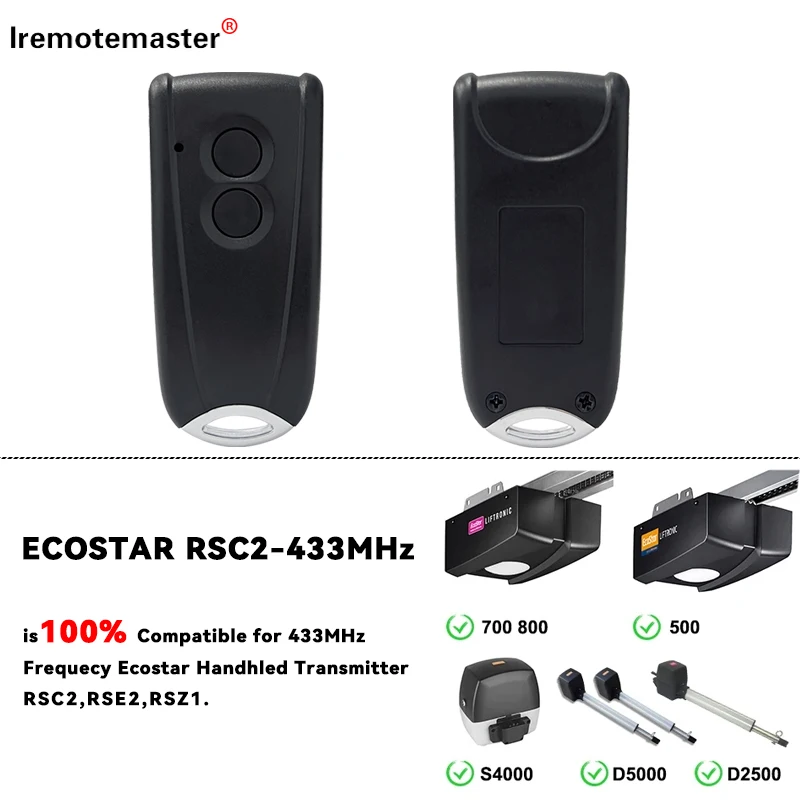 جهاز تحكم عن بعد لباب المرآب متوافق مع فتاحات بوابة المرآب ذات رمز المتداول Ecostar RSC2 RSE2 RSZ1 433.92 ميجا هرتز