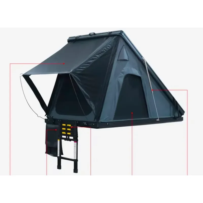 Aluminum Shell Double-Layer Triangle Rooftop Tent for SUV Off-Road Vehicles Four-Season Use 280G Polyester 420D Oxford