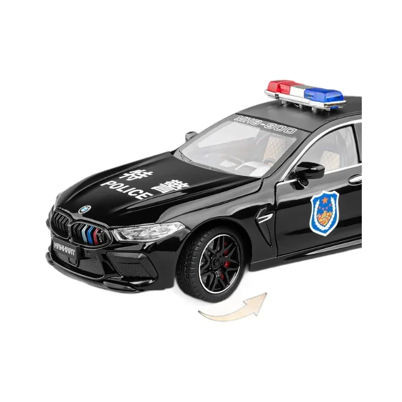 1:24 BMW M8 police car Alloy Sportscar Diecast Metal Model Vehcile Sound＆Light Simulated Collectibles Children Birthday Toy Gift