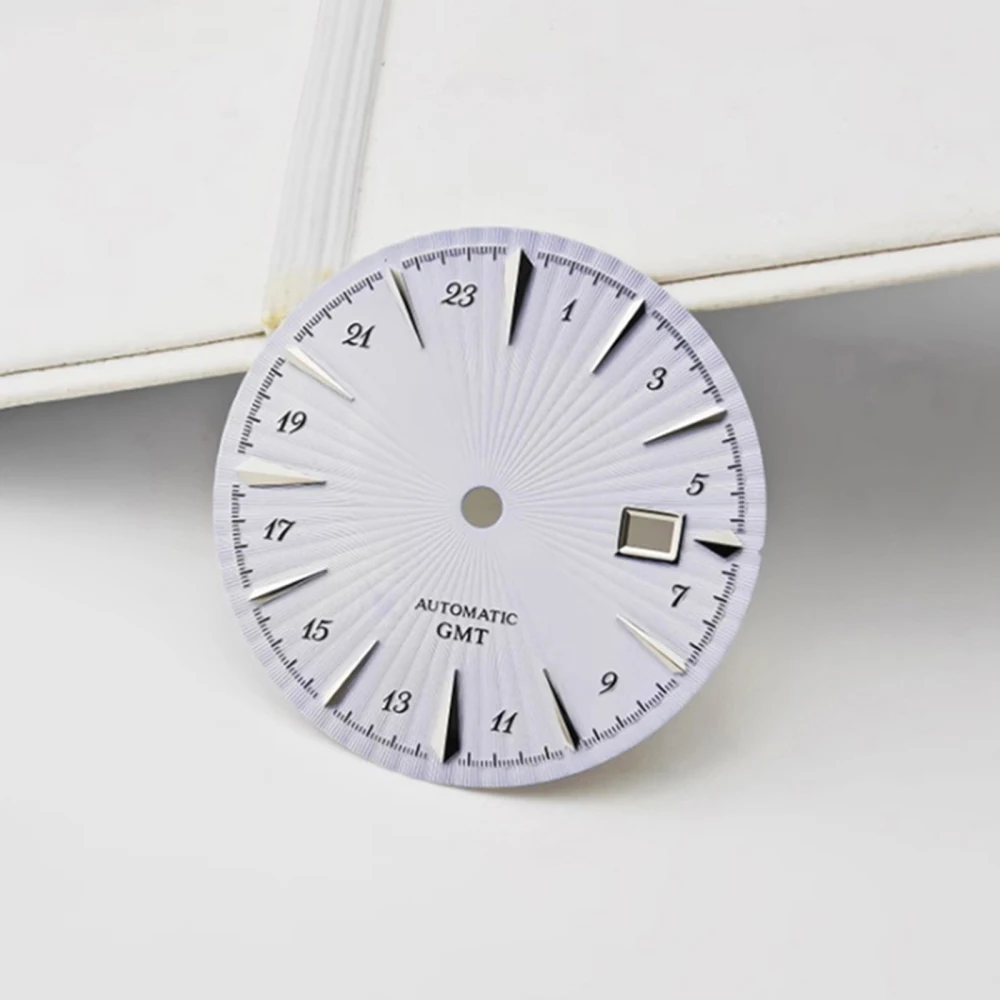 1 peça mostrador de relógio nh34 com janela, mostrador gmt de substituição para relógio mecânico de coquetel de 35mm srpb41j1 para movimento nh35 nh36