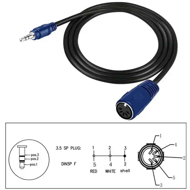 DC3.5mm męski kolanko do DIN 5P żeński adapter audio Adapter MIDI Audio MIDI DIN 5PIN kabel połączeniowy 0.5M 1.5M 3M