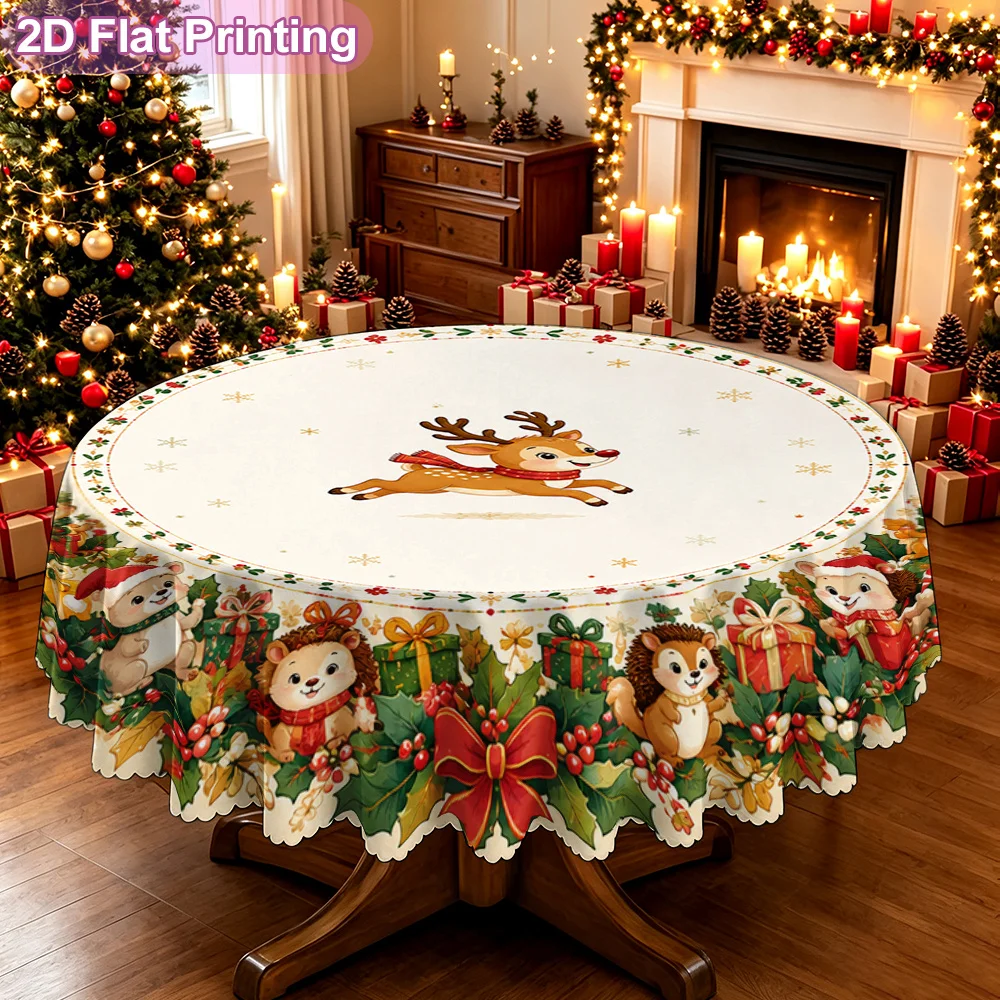 Christmas reindeer animal table mats patterned festive tablecloths, dining room and kitchen seasonal table covers