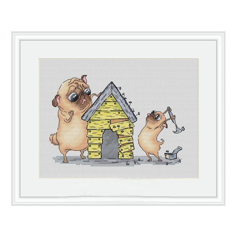 

The cross-stitch kit for building a house is available in 28ct, 18ct, 14ct and 11ct. You can choose the printed fabric handcraft