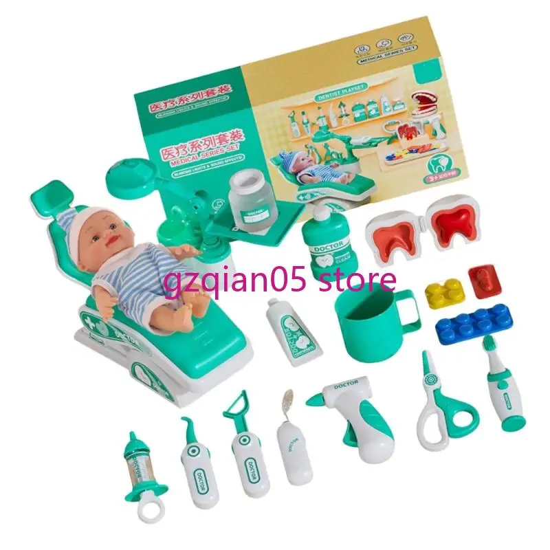 N7ME Children Zahnarztkits mit realistischen Tools und Zubehör für Rollenspiele und helfen bei der Entwicklung guter