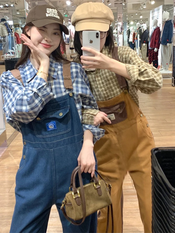 

Anti-Aging Elegant plus Size Double-Sided Wear Color Block Denim Overalls Women's Spring Autumn New Fashionable Standard Fit ...